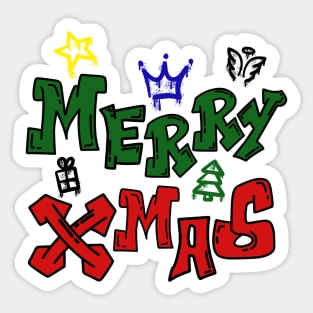 Merry Xmas Graffiti Spray Paint Sticker